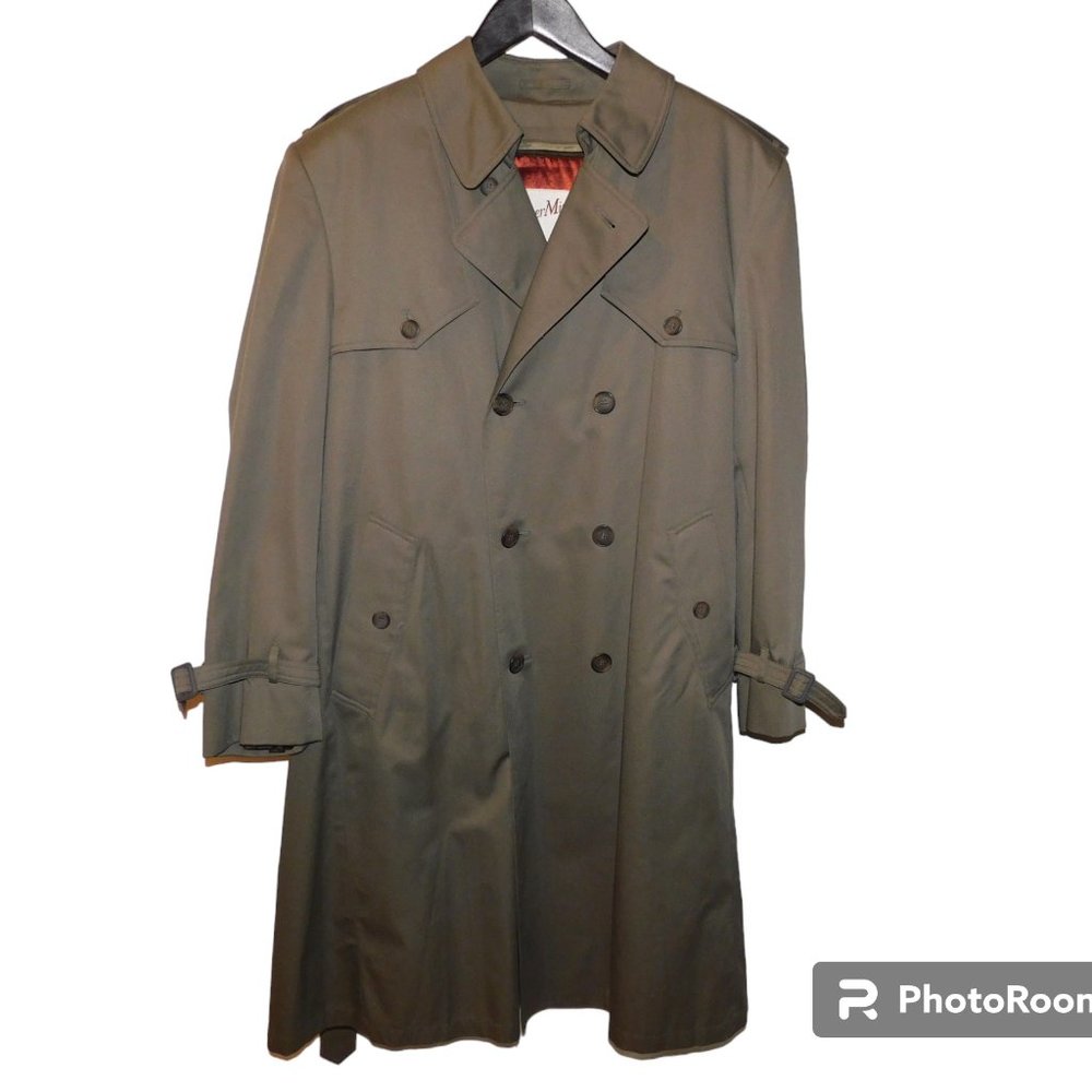 Clipper Mist Londontown Corp. Long Trench Coat Size 46 Reg Zip Out Lining